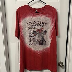 Red Graphic T-Shirt with Cow Print